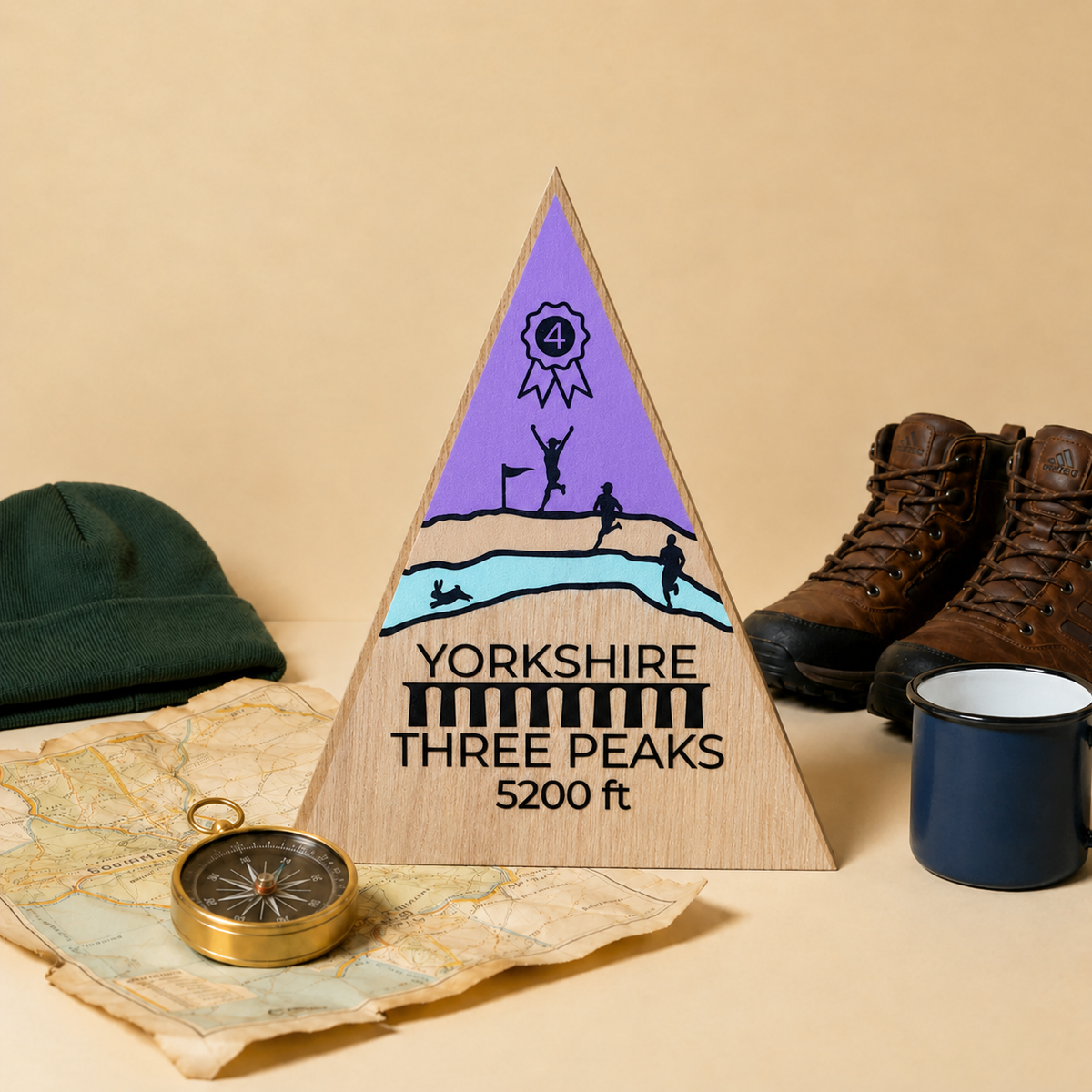 The Yorkshire Three Peaks - Handmade Wooden Peak