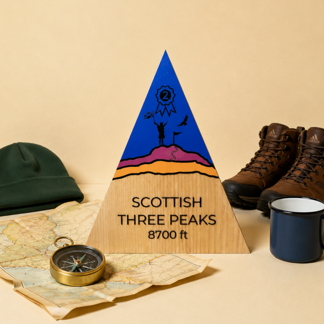 The Scottish Three Peaks - Handmade Wooden Peak